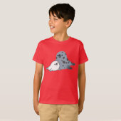 Cute Cartoon Moeder Seal and Pup Children T-Shirt (Voorkant volledig)