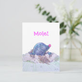 Cute Cartoon Mole en Molehill Briefkaart (Staand voorkant)