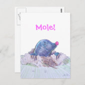 Cute Cartoon Mole en Molehill Briefkaart (Voorkant / Achterkant)