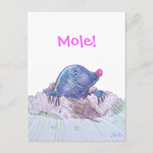 Cute Cartoon Mole en Molehill Briefkaart (Voorkant)
