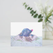 Cute Cartoon Mole en Molehill Briefkaart (Staand voorkant)