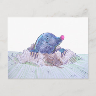 Cute Cartoon Mole en Molehill Briefkaart