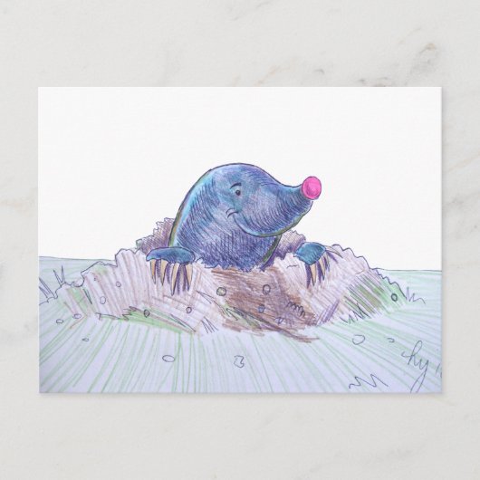 Cute Cartoon Mole en Molehill Briefkaart (Voorkant)