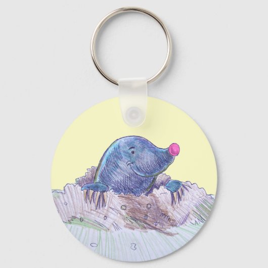 Cute Cartoon Mole en Molehill Sleutelhanger (Voorkant)