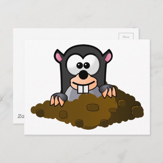 Cute Cartoon Mole Popping Up Out of the Ground Briefkaart (Voorkant / Achterkant)