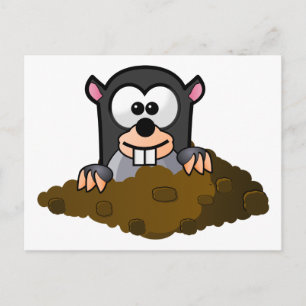 Cute Cartoon Mole Popping Up Out of the Ground Briefkaart