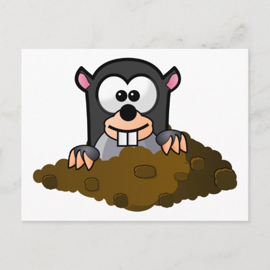 Cute Cartoon Mole Popping Up Out of the Ground Briefkaart (Voorkant)