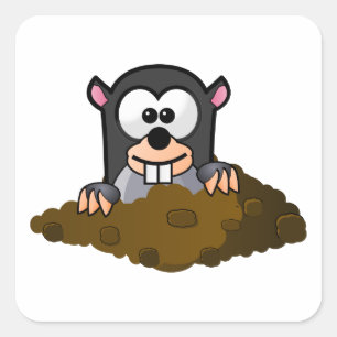Cute Cartoon Mole Popping Up Out of the Ground Vierkante Sticker