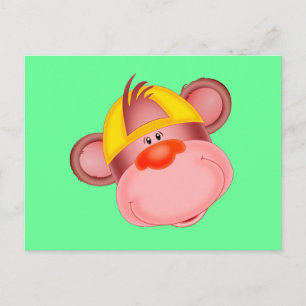 Cute Cartoon Monkey Face Briefkaart