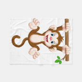 Cute Cartoon Monkey Fleece Deken (Voorkant (Horizontaal))