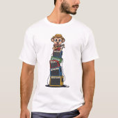 Cute Cartoon Monkey Rocker Playing Ukulele T-shirt (Voorkant)