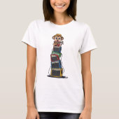 Cute Cartoon Monkey Rocker Playing Ukulele T-shirt (Voorkant)