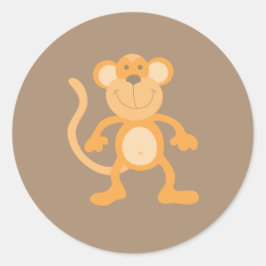 Cute Cartoon Monkey Ronde Sticker