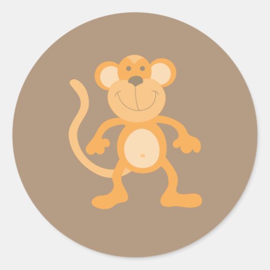 Cute Cartoon Monkey Ronde Sticker (Voorkant)