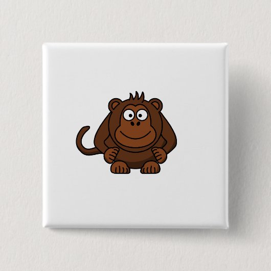 Cute Cartoon Monkey Sjabloon Vierkante Button 5,1 Cm (Voorkant)