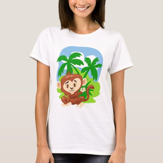 Cute Cartoon Monkey T-shirt (Voorkant)