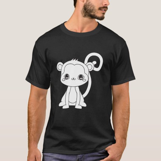 Cute Cartoon Monkey T-shirt (Voorkant)