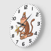 Cute Cartoon Monkey with Banana Funny Animal Grote Klok (Hoek)