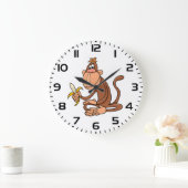 Cute Cartoon Monkey with Banana Funny Animal Grote Klok (Huis)
