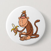 Cute Cartoon Monkey with Banana Funny Animal Ronde Button 7,6 Cm (Voorkant)