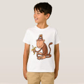 Cute Cartoon Monkey with Banana Funny Animal T-shirt (Voorkant volledig)