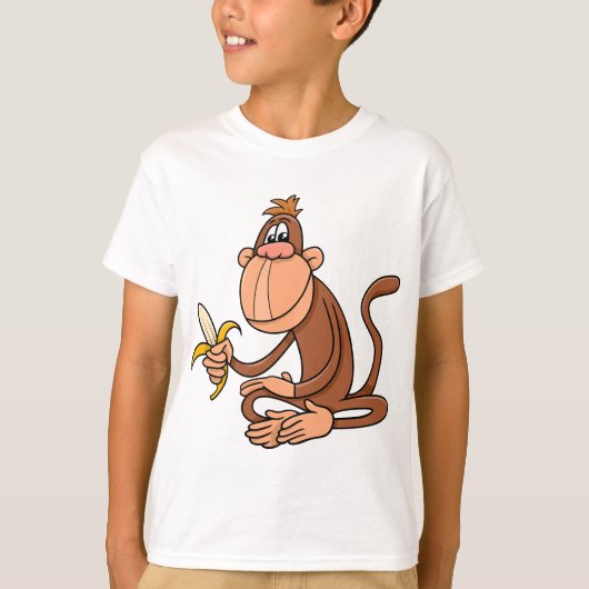 Cute Cartoon Monkey with Banana Funny Animal T-shirt (Voorkant)
