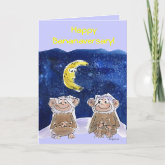 Cute Cartoon Monkeys Jubileum Card Kaart