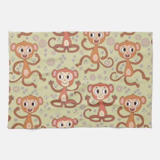 Cute Cartoon Monkeys Theedoek (Horizontaal)