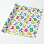 Cute Cartoon Monster Numbers Pattern Cadeaupapier (Uitgerold)