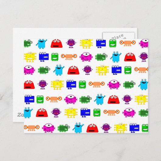 Cute Cartoon Monsters Briefkaart (Voorkant / Achterkant)