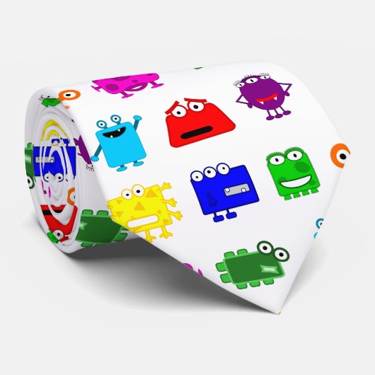 Cute Cartoon Monsters Stropdas (Opgerold)