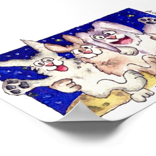 Cute Cartoon Moon Bunnies Poster Print (Hoek)