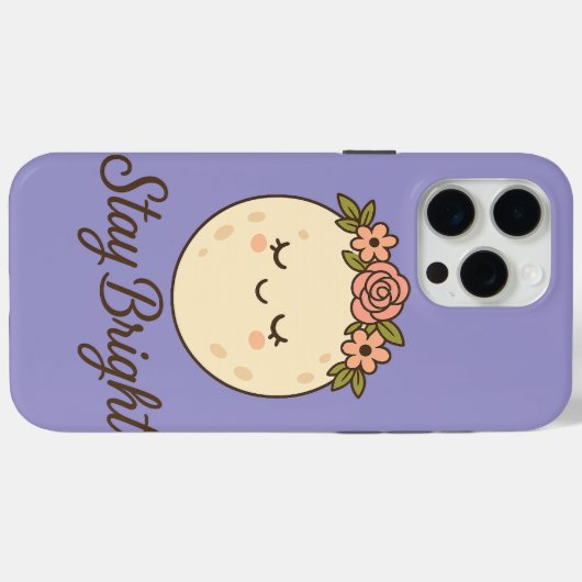 Cute Cartoon Moon with Flower Crown Sticker Case-Mate iPhone Case (Achterkant (horizontaal))