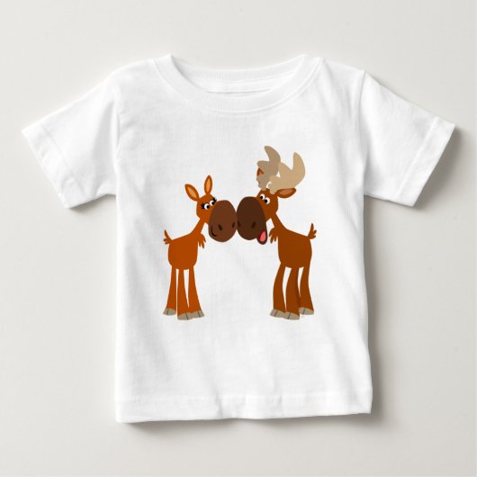 Cute Cartoon Moose Couple in Love Baby T-Shirt (Voorkant)