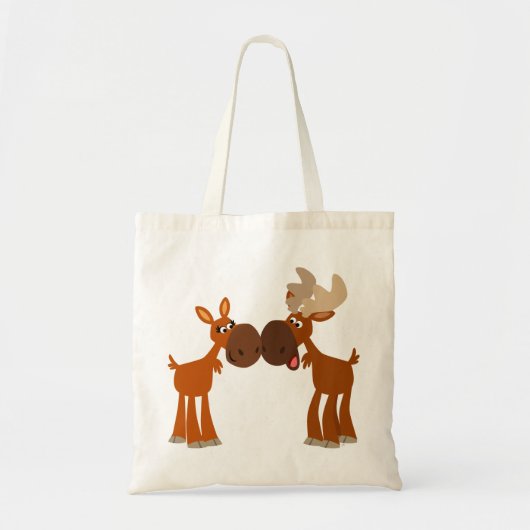 Cute Cartoon Moose Couple in Love Bag Tote Bag (Voorkant)