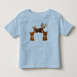Cute Cartoon Moose Couple in Love Children T-Shirt