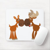 Cute Cartoon Moose Couple in Love Mousepad Muismat (Met muis)