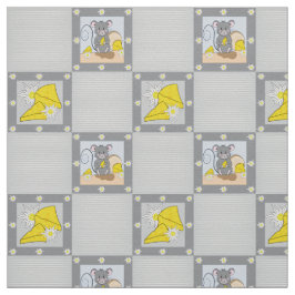Cute Cartoon Mouse en Swiss Cheese Pattern Fabric Stof