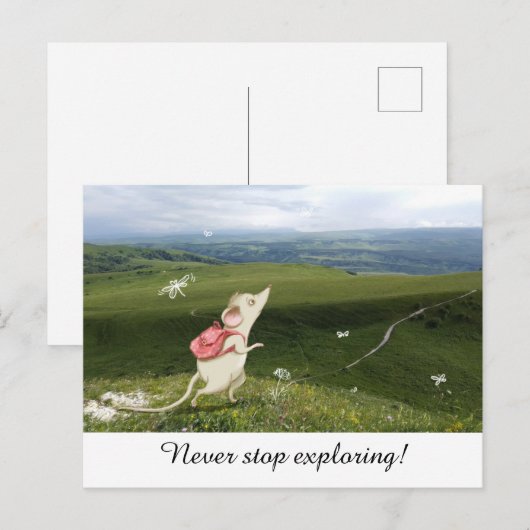 Cute Cartoon Mouse Reis Briefkaart (Voorkant / Achterkant)