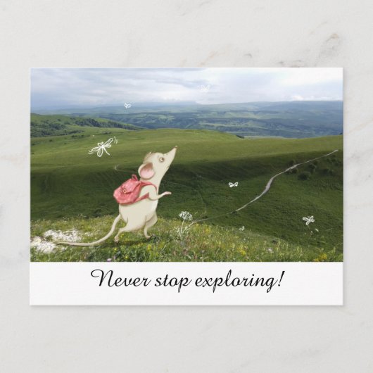 Cute Cartoon Mouse Reis Briefkaart (Voorkant)