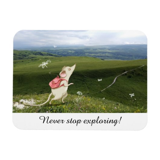 Cute Cartoon Mouse Reis Magneet (Horizontaal)