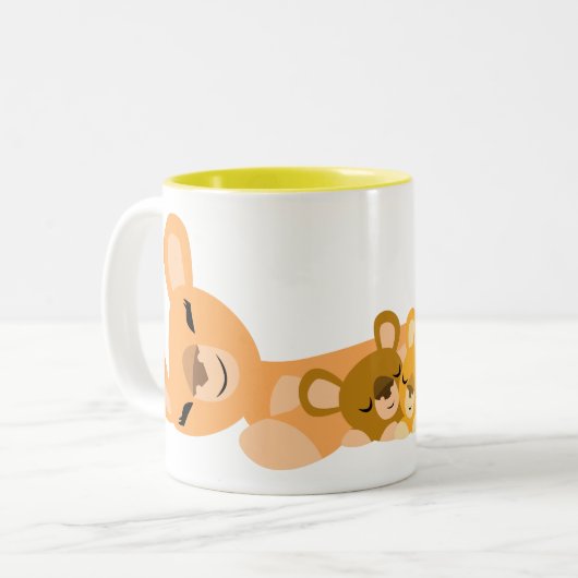 Cute Cartoon Mum Lion en mok Cubs (Voorkant links)