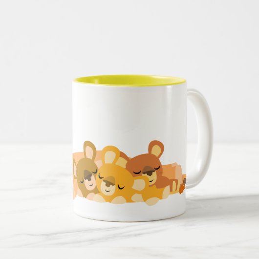 Cute Cartoon Mum Lion en mok Cubs (Voorkant rechts)