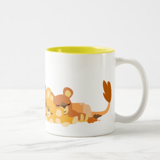 Cute Cartoon Mum Lion en mok Cubs (Rechts)