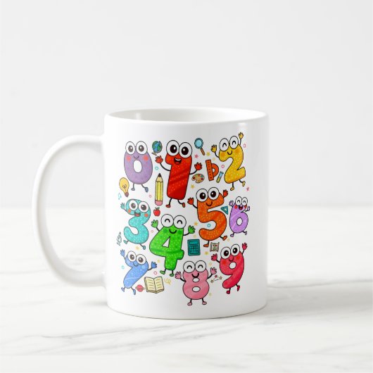 Cute Cartoon Numbers Maths Mug for Kids Koffiemok (Links)