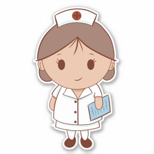 Cute Cartoon Nurse Sticker (Voorkant)