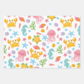 Cute Cartoon Ocean Zee Life Seashell, Starfish Inpakpapier Vel (Voorkant)