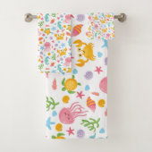 Cute Cartoon Ocean Zee Seashell, Starfish Summer Bad Handdoek (Insitu)
