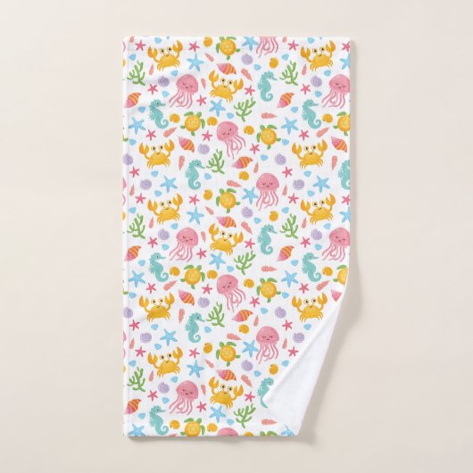 Cute Cartoon Ocean Zee Seashell, Starfish Summer Bad Handdoek (Handdoek)