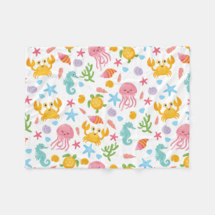 Cute Cartoon Ocean Zee Seashell, Starfish Summer Fleece Deken